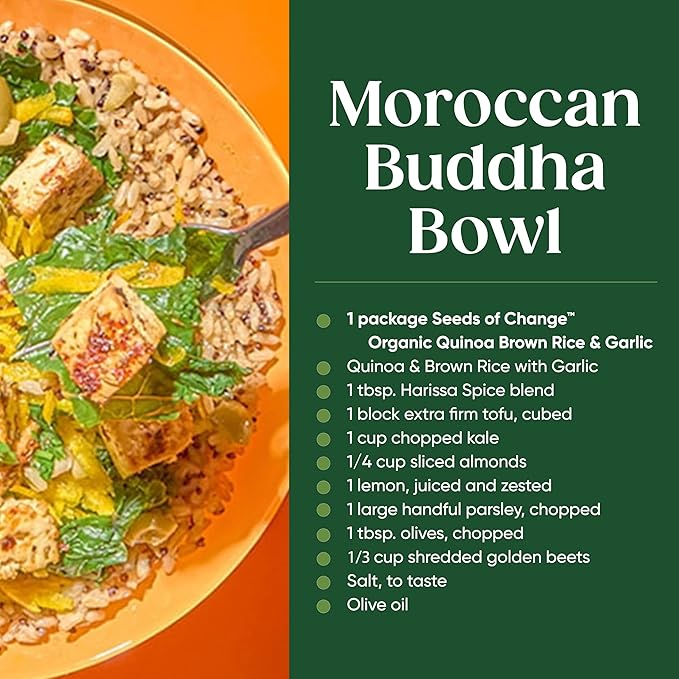 SEEDS OF CHANGE Organic Rice Variety Pack Quinoa and Brown Rice with Garlic & Quinoa Brown & Red Rice with Flaxseed, Microwaveable Ready to Heat, 8.5 Ounces (Pack of 6)