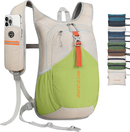 20L Small Hiking Backpack for Men Women Foldable Packable Back Pack Ultralight Hiking Daypack for Travel Camping Outdoor, Beige Green