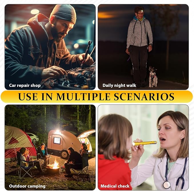 24 Pack Mini Pen Flashlights Bulk LED Pen Lights Aluminum Pocket Flashlights with Clips Small Handheld Torches Gifts for Camping Hiking Emergency Outdoor (Black,Silver,Yellow)