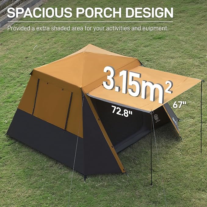 EVER ADVANCED Blackout Design 6 Person Camping Tent, Instant Cabin Tent for Family with Vestibule and Large Mesh Windows, 60s Easy Setup, Double Layer, Water-Resistant