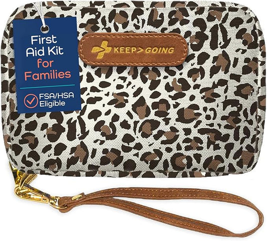 Keep Going Travel First Aid Kit for Kids ??130 Pc.for Purse, Diaper Bag, Backpack, & Suitcase, with Latex-Free Bandages ??7 x 5 x 2 in. Travel First Aid Kit TSA-Approved