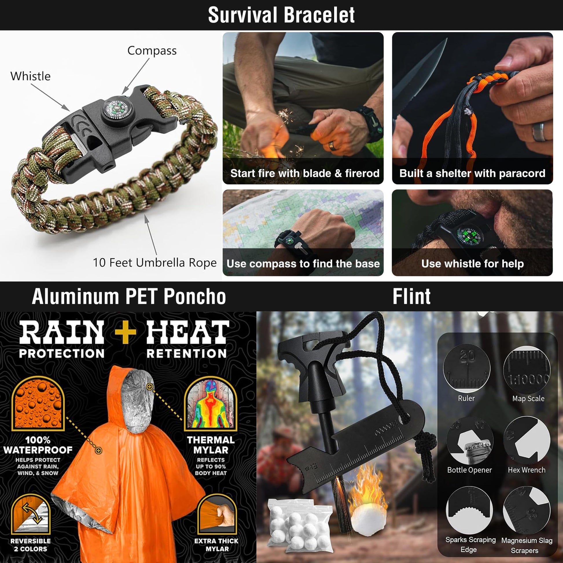 Survival First Aid Kit, 190 Pcs Survival Gear and Medical Supplies, Military IFAK EMT Molle