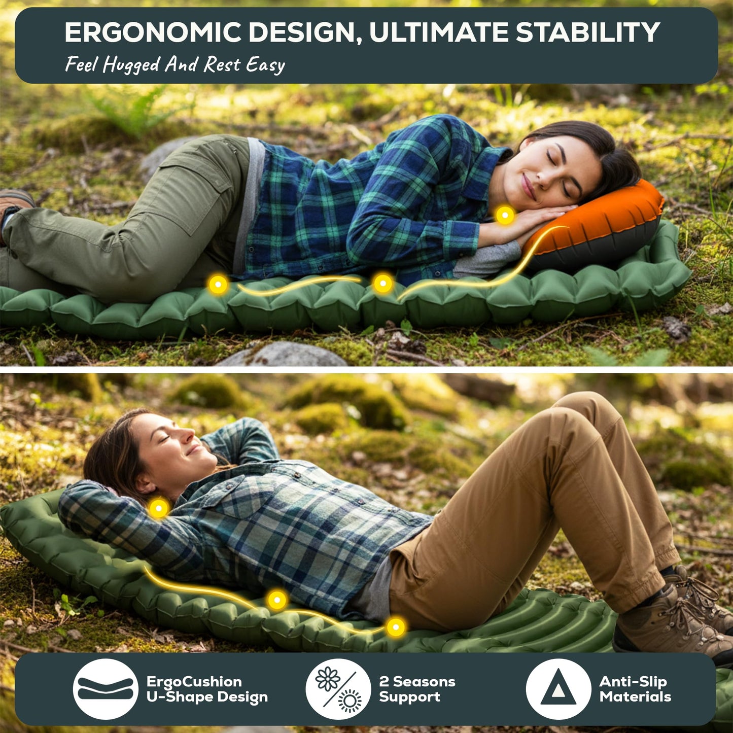 Gear Doctors® Ether 17.5oz Ultralight Camping Sleeping Pad – Backpacking Air Mattress – Camping