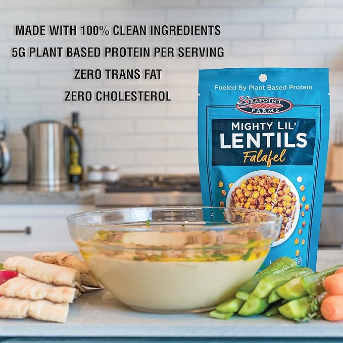 Seapoint Farms Mighty Lil??Lentils, Falafel, Plant Based Protein, Vegan, Gluten-Free, Non-GMO, and Kosher Crunchy Snack for Healthy Snacking, 5 oz (Pack of 3)