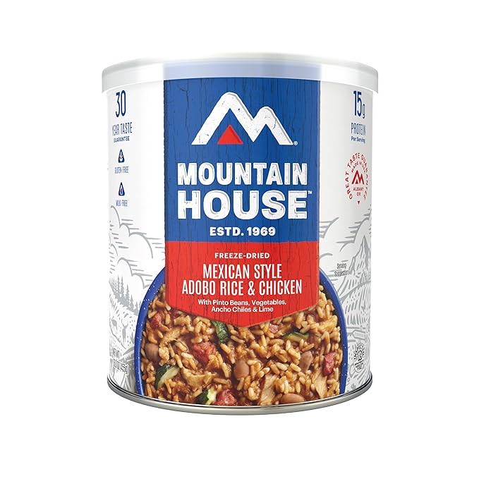 Mountain House GlutenFree MexicanStyle Adobo Rice & Chicken FreezeDried Food for Camping, 7 Servings, 30Year ShelfLife
