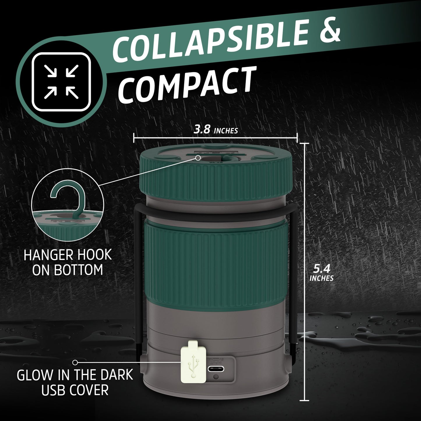 Energizer S-500 Hybrid Power Camping Lantern, Solar, Rechargeable, or AA Battery Powered, IPX4