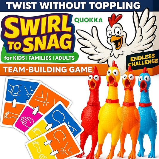 QUOKKA Fast-Paced Challenge with Chickens, Color Bracelets & 100 Cards – Outrageous Group Game for Game Night, House Parties & Grown-Up Chaos – A New Take on a Classic Floor Games