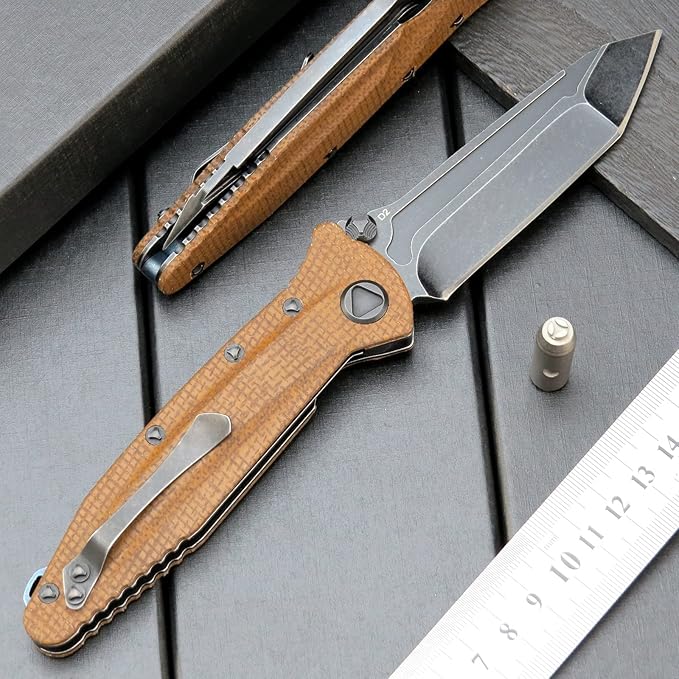 Eafengrow EF55 Pocket Knife Folding Knife G10 Handle D2 Steel Blade Folder EDC Tool Knifes for Working Camping with Clip(Brown)