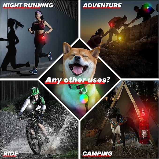Dog Collar Light, 4 Modes, Rechargeable, IP68 Waterproof, 2 Pack
