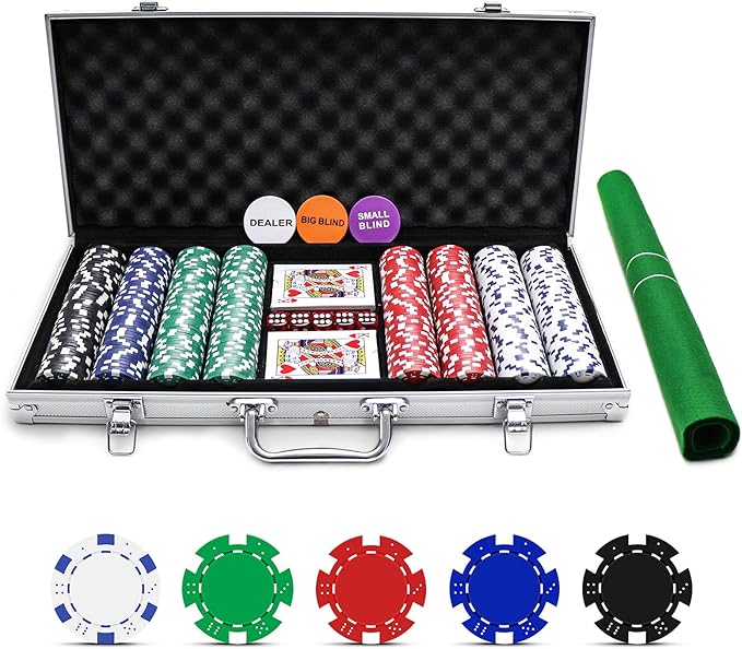 NOLIE Casino Poker Chip Set 200 300 PCS with Aluminum Case for Gambling(11.5 Gram)