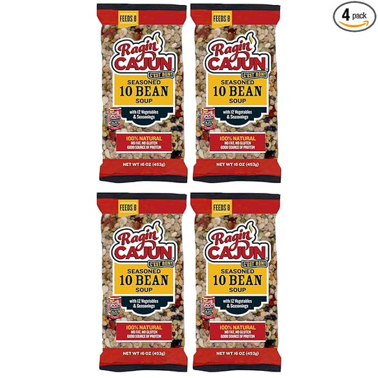 Seasoned Ten Bean Soup 16 oz Ragin Cajun (Pack of 4)