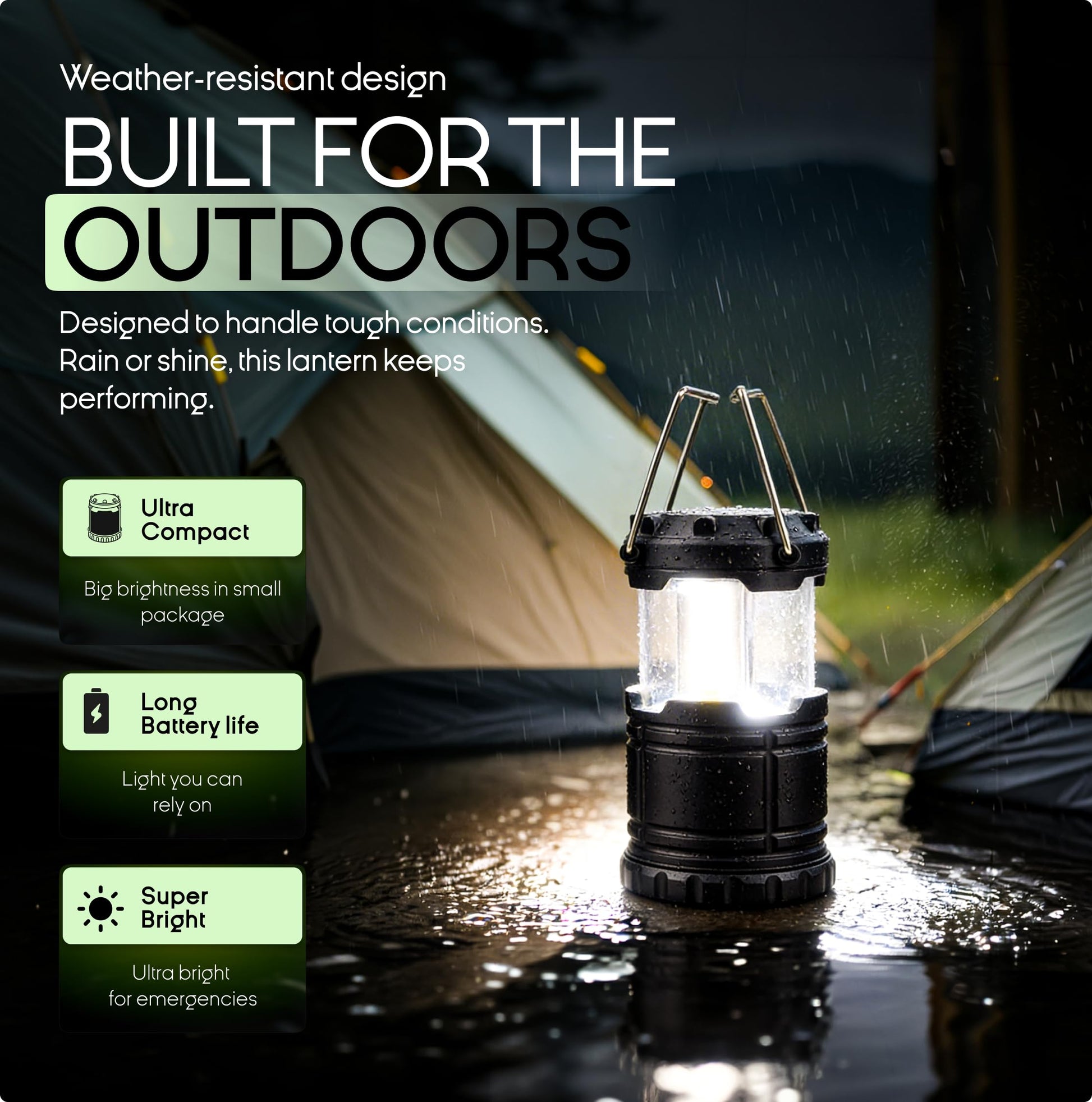 MalloMe Camping Lights Lantern Flashlights, Battery Powered Operated Lamp Lanterns for Power