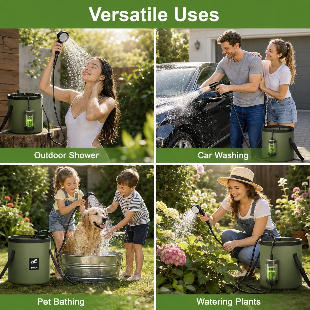 ELZONYX Portable Shower for Camping, 6000mAh Rechargeable Camping Shower with Intelligent LED