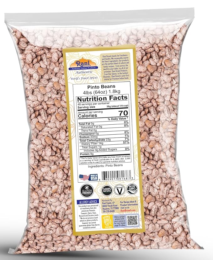 Rani Pinto Beans 64oz (4lbs) 1.81kg Bulk ~ All Natural | Vegan | Gluten Friendly | NON-GMO | Kosher | Product of USA
