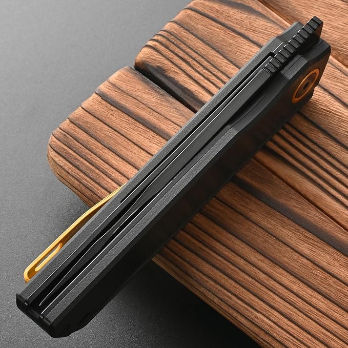 FF15 Folding Pocket Knife, AUS-10 Steel Blade G10 Handle EDC Tool Knife Pocket Clip for Men Women Outdoor Camping, Hunting, Survival(Black)