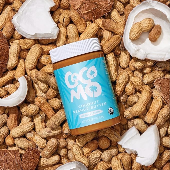 Cocomo Coconut Peanut Butter Spread, 16 oz - Organic Peanut Butter, Natural, Gluten Free, Vegan, High Protein, Healthy Snack, Smooth and Creamy