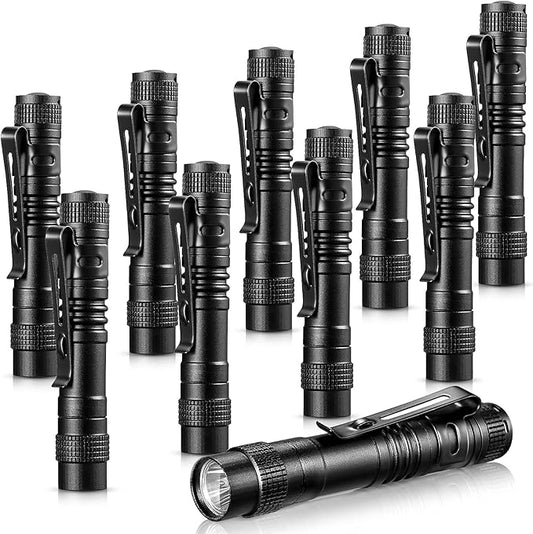 Honoson 10 Pieces Mini Pen Light Flashlight Small LED Pen Light Aluminum Pocket Flashlight with Clip for Inspection Camping Emergency Diary Lighting(3.5 Inches)