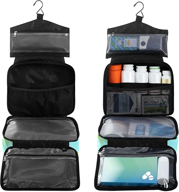 Fustylead Cute 3d Happy Panda Fox Raccoon at Pool Travel Medicine Organizer Bag Home Storage First Aid Kit Large Pill Case with Zipper for Pill Bottle, Vitamins, and Medical Supplies