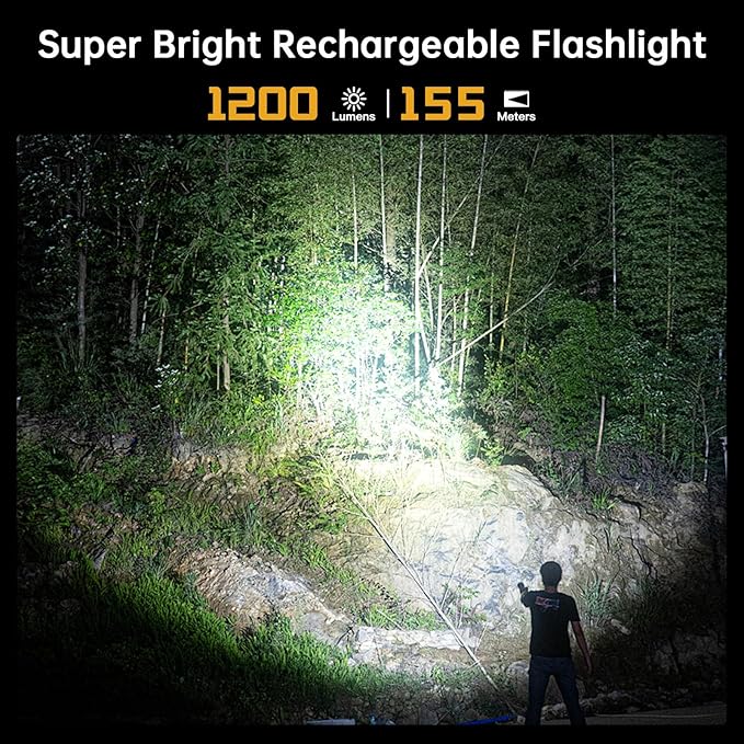 Wurkkos FC11C Led Flashlight Rechargeable High Lumen 1200, Small Powerful Flashlight USB C, Super Bright EDC Flashlight IP68 Waterproof, 155Meters Beam Distance, 90 High CRI (5000K)