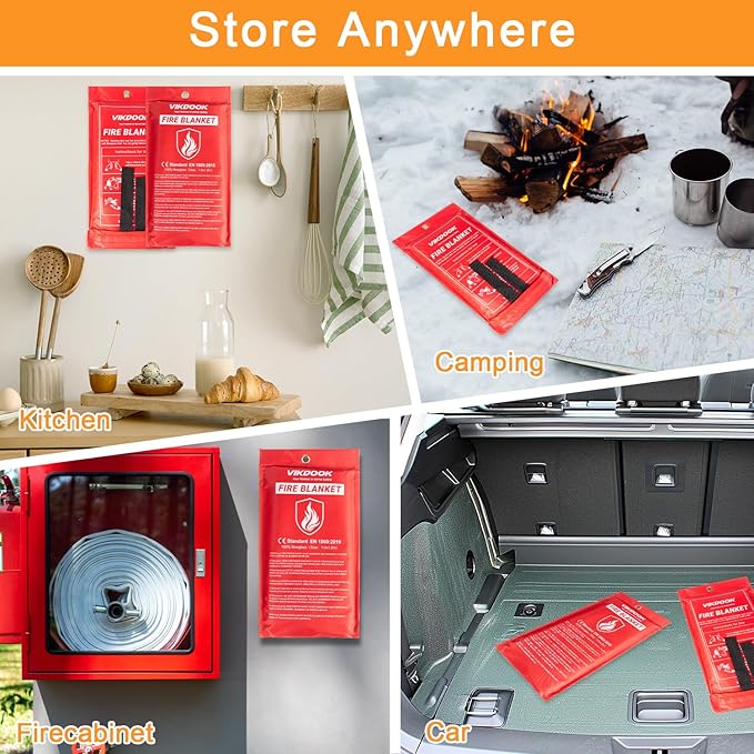 Fire Blanket for Camping Grill Kitchen Emergency Fire Blanket for Home Lightweight Portable Package