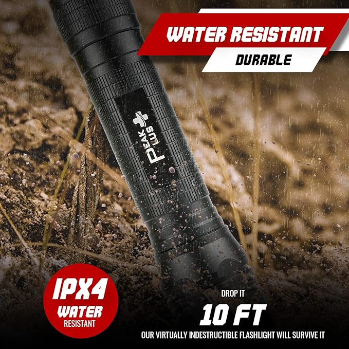 PeakPlus High Powered LED Flashlight LFX2000, Brightest High Lumen Light with 5 Modes, Zoomable and Water Resistant, Best Flashlights for Camping, Dog Walking and Emergency