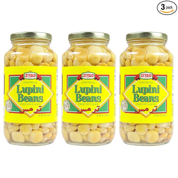 Ziyad Brand Premium Lupini Beans Snack, High Plant Protein, Keto, Mediterranean Diet, Non Perishable, Vegan, Vegetarian, 16 oz Pack of 3