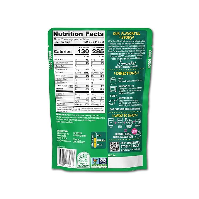 SOMOS Mexican Street Corn Pinto & Black Beans | Gluten Free, Non-GMO, Vegan Ready-to-Eat Microwavable Meals - Healthy & Plant Based Convenience - Perfect for Quick, Healthy Dining | 10oz (Pack of 6)