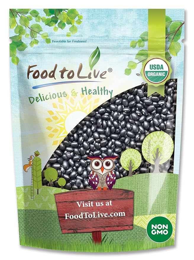 Food to Live - Organic Black Beans, 3 Pounds Non-GMO, Whole Dried Beans, Sproutable, Vegan, Kosher, Bulk. Great Source of Plant Based Protein, Fiber. Great for Bean Soup, Salads, Chili.