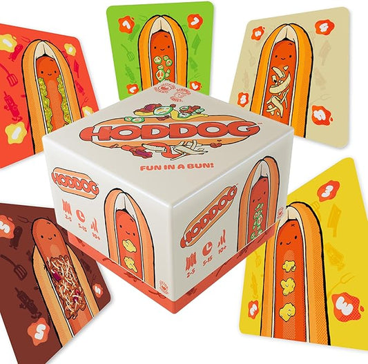 Joking Hazard Hoddog Card Game ??82 Cards for Kids & Adults, Race to Build The Longest Hoddog with Fun & Strategy, Includes Ketchup Splat Cards & Rulebook
