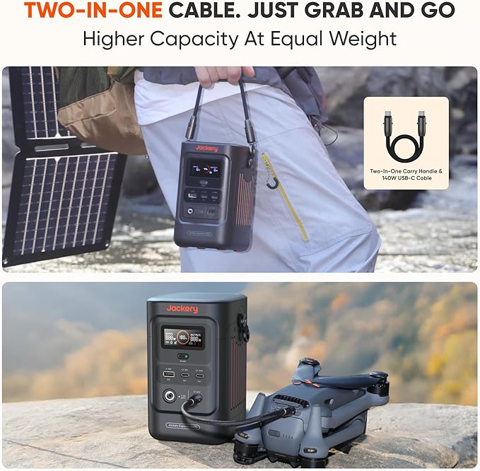 Jackery Explorer 240D Power Bank, 256Wh LiFePO4 Battery Portable Power Station, Charging Cable Included with 100W Soalr Panel