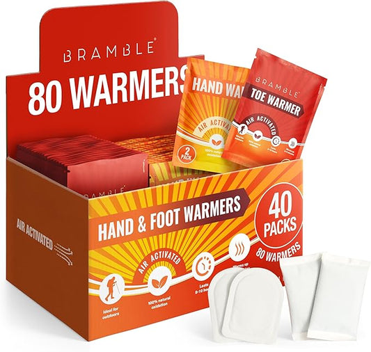 BRAMBLE Hand Warmers & Foot Warmers - Long-Lasting Heat Packs (8h) for Outdoor Activities, Sports, and Cold Weather