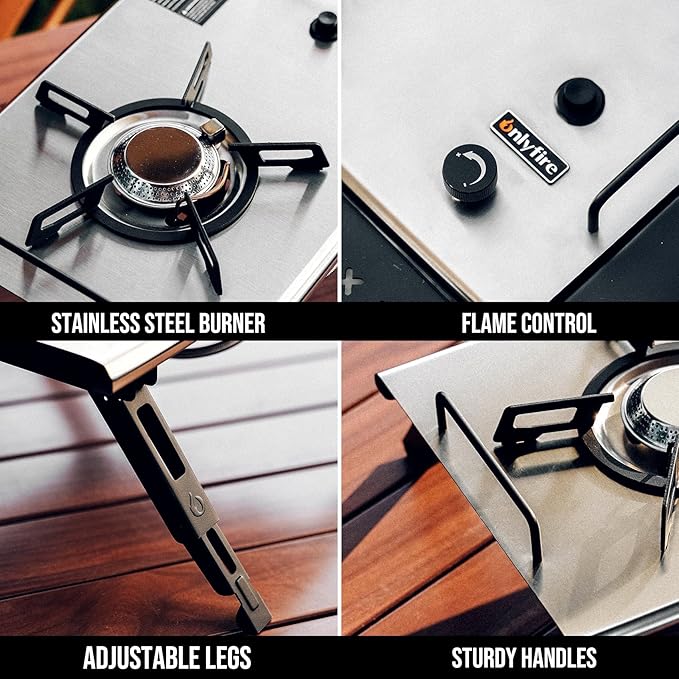 Onlyfire IGT Foldable Camping Stove, Portable Propane Gas Camp Stove for Outdoor Cooking, Tailgating, RV, Picnicking, GS335