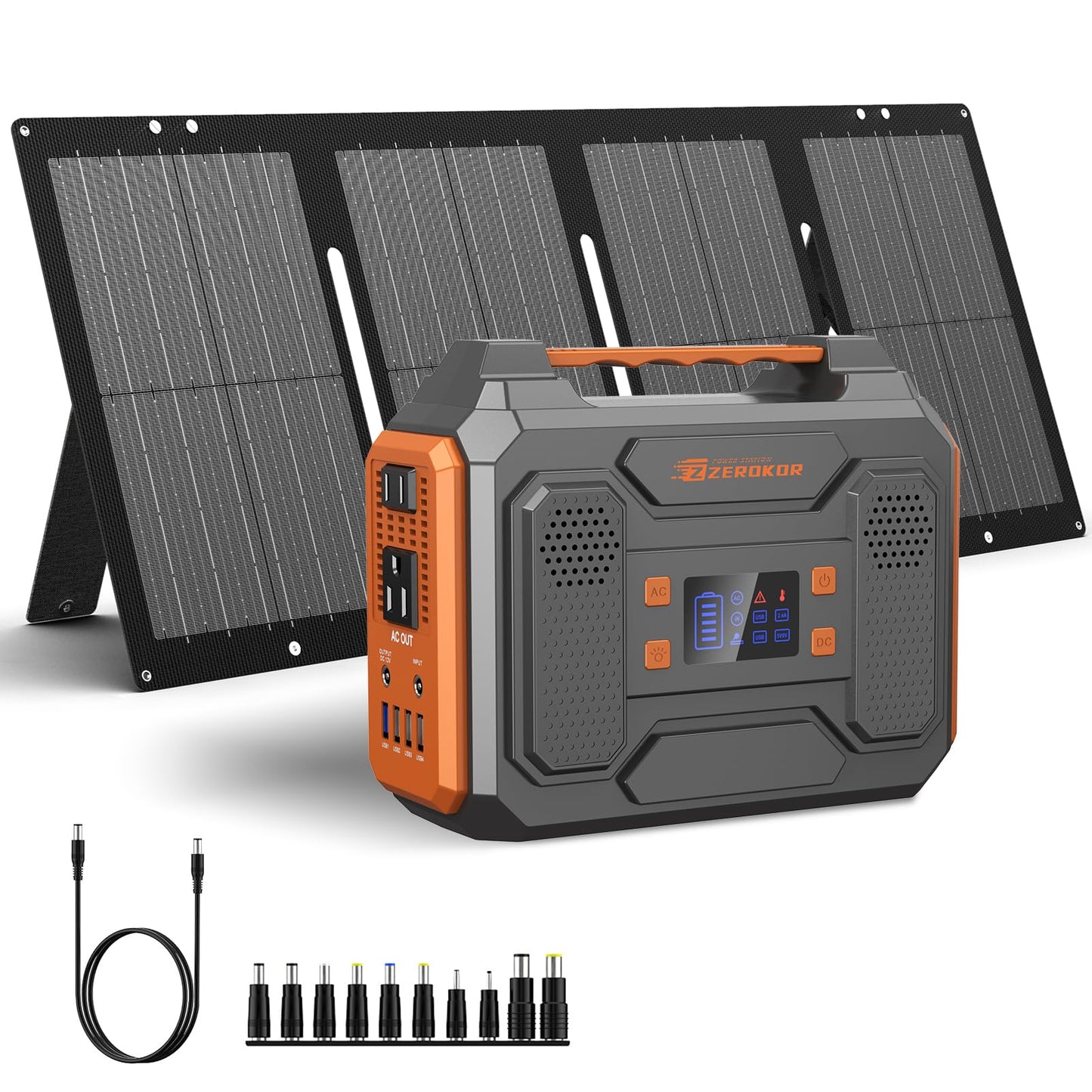 Portable Solar Generator 300W Portable Power Station with 60W Solar Panel