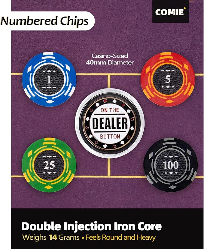 Clay Poker Chips,400PCS 14 Gram Chip Set with Deluxe Travel Case, Numbered Chips,Poker for Texas Holdem Blackjack Gambling…