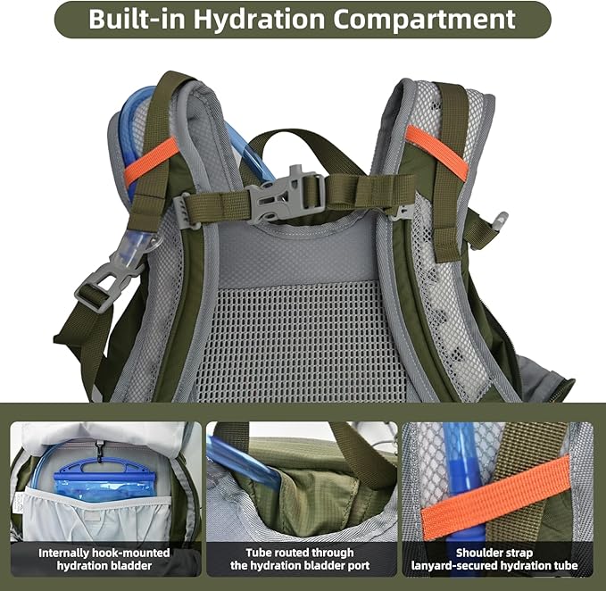 30L Hiking Backpack Lightweight Waterproof and Durable Backpack with Ventilated Sweat-Wicking Internal Frame Daypack for Men and Women Camping Travel and Outdoor Adventures,Green