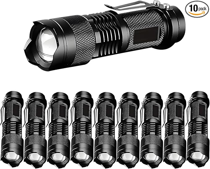 10 Pieces LED Flashlights Torch, High Lumens Mini Flashlight Waterproof Pocket Flash Light with 3