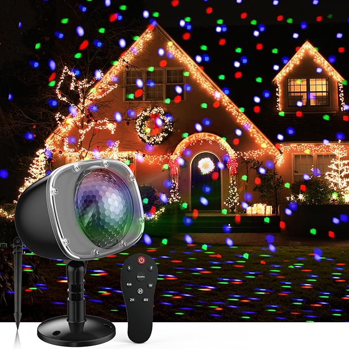 Christmas Halloween Projector Lights Outdoor,Indoor 15 Colors Snowfall Rotating Falling Snow Projector with Remote and Timer,Waterproof Landscape Lights for Home Yard Garden Window Christmas Decor