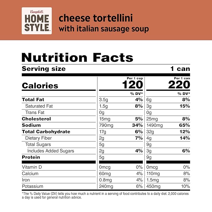 Campbell?™s Homestyle Soup, Cheese Tortellini with Italian Sausage, 16.3 Oz Can (Case of 12)