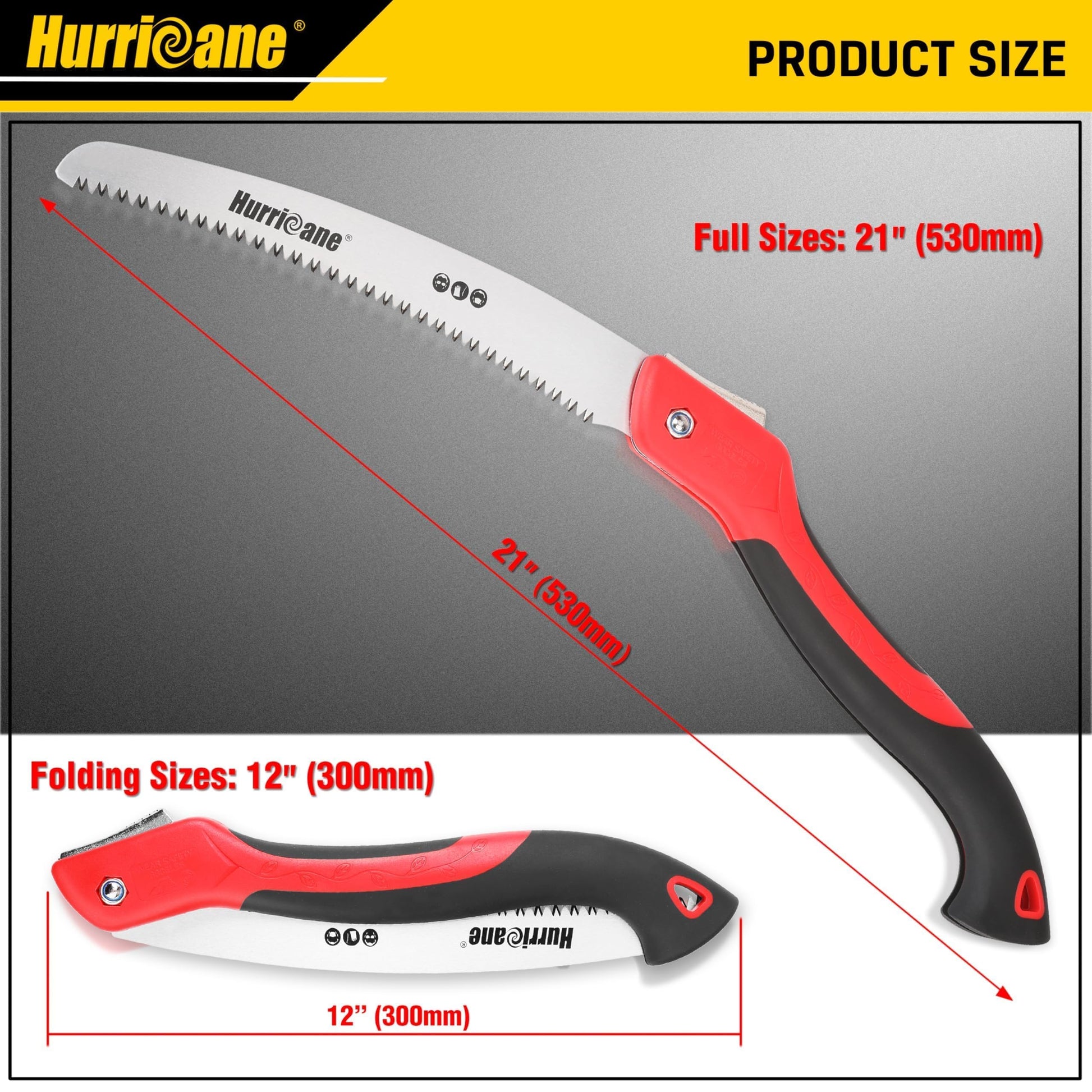 HURRICANE 10" Folding Hand Saw, SK5 Steel Blade with Triple-Cut Razor Teeth – Portable Foldable