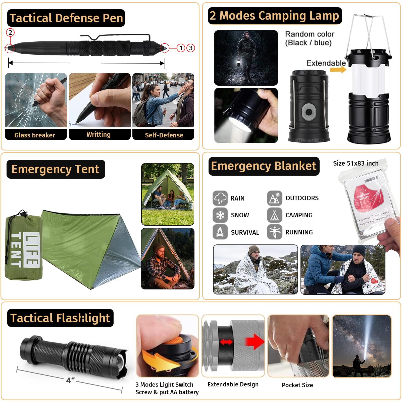 Survival Kit, 294 Pcs Survival Gear Emergency Supplies First Aid Kit