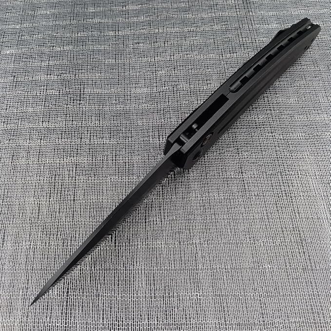 3.31'' D2 Steel Blade Aluminum Handles Speed Safe Botton Fast Opening Folding Knife with Pocket Clip, Camping EDC Tools, Survival Knives, Christmas Gift for Men and Women (Black Serrated Blade)