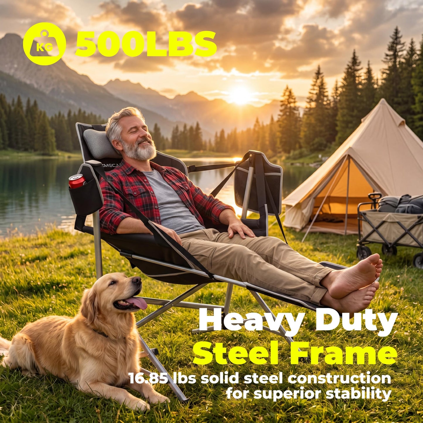 Hammock Camping Chair with Footrest, Heavy Duty Swinging Chair 500LB