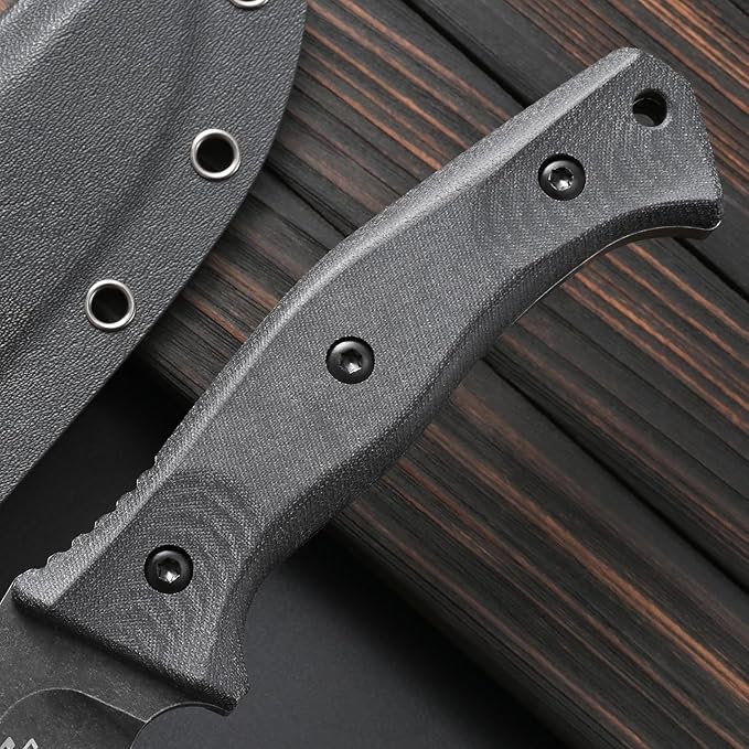 Sitivien ST22 Fixed Blade Knife 154CM Stainless Steel Blade Micarta Handle Full Tang EDC Tool Straight Knife for Working Camping Survival(Black)