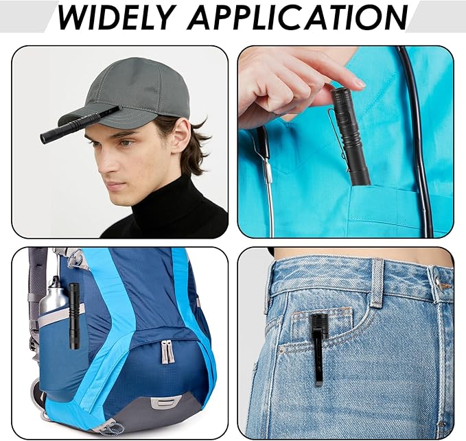 3.5" Mini Flashlight, AAA Small Pen Light with Clip, 500 Lumen Pocket Pen Flashlight Powered by AAA Battery, Portable Versatile for Inspection Medical Repair Camping Outdoor Emergency (White Light)