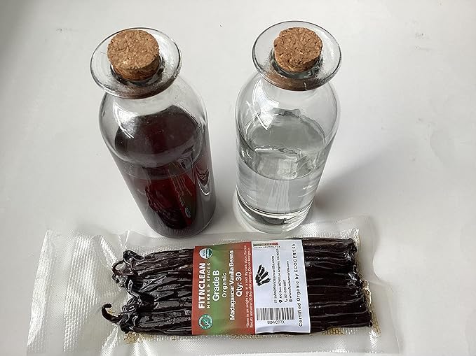 30 Madagascar Organic Vanilla Beans Grade B. Certified USDA Organic. Bulk Bourbon 5"-7" by FITNCLEAN VANILLA| Whole NON-GMO PODS