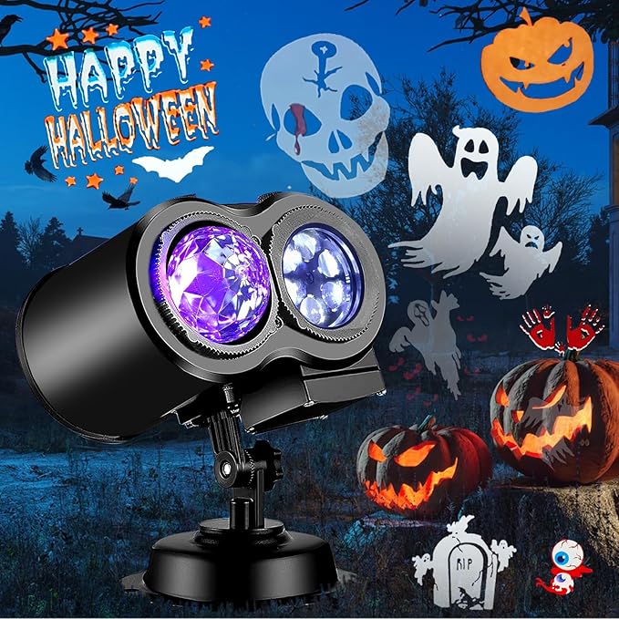 2025 Upgraded Brighter Halloween Decorations Projector Lights for Home, FLITI 19 HD Slide Christmas Projector (Ocean Wave & Patterns), 11 Holiday Theme Projector with Remote for Christmas House Decor