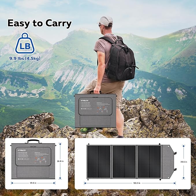 100W Portable Solar Panel for Camping RV Marine - Foldable Solar Panel Kit with Adjustable Kickstand, High Efficiency 23%, USB/Type-C/XT60/MC4 Outputs