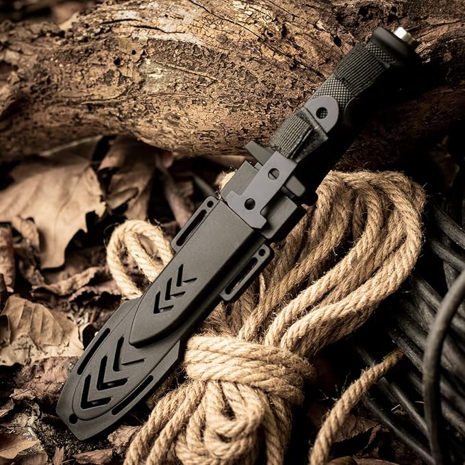 Dispatch Fixed Blade Hunting Knife with Sheath, 12" and 8" Survival Knives Set for Men Tactical Bowie Knife with Non-Slip Handle for Bushcraft, Outdoor Camping