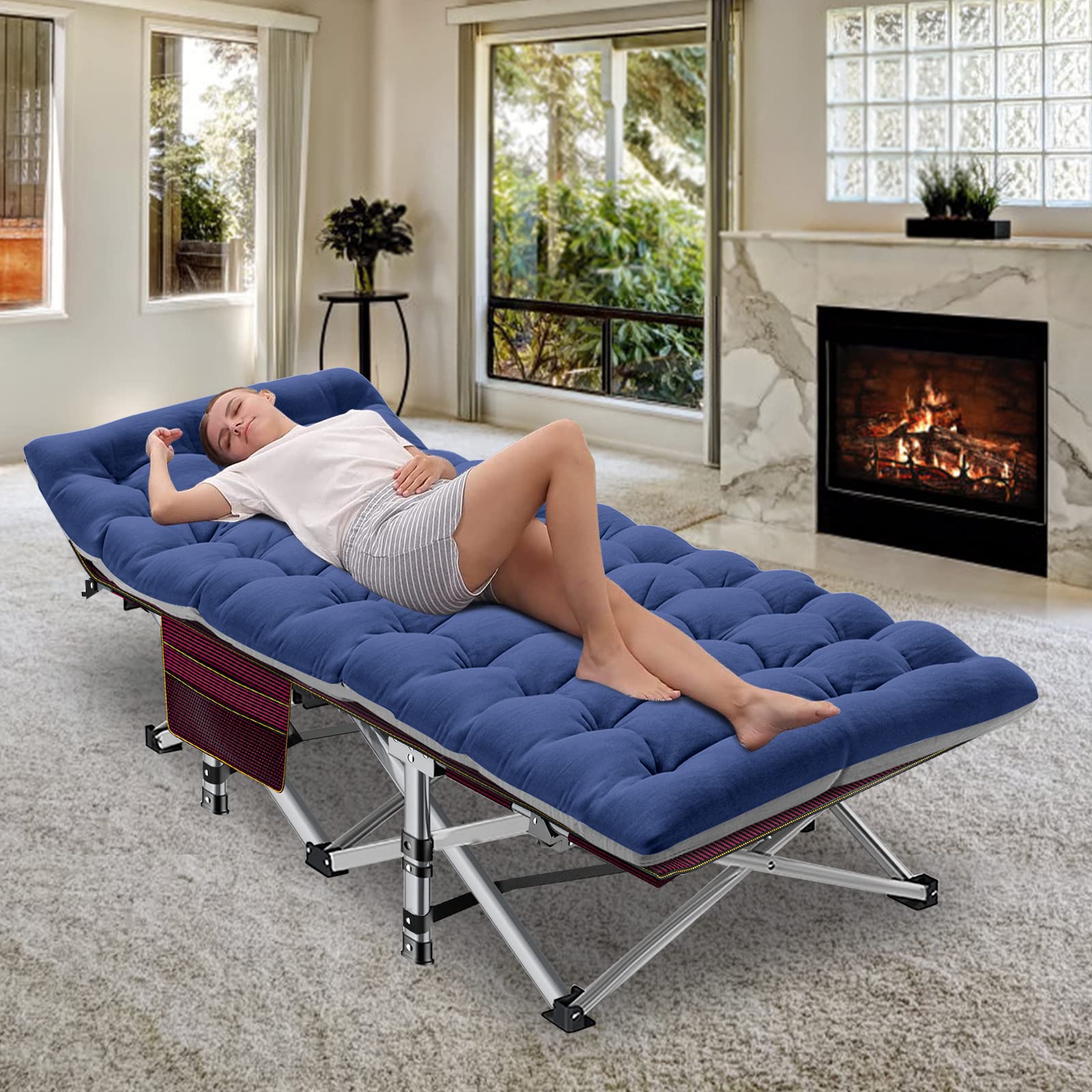 ABORON Camping Cot for Adults, 28 in Wide Folding Bed with Mattress