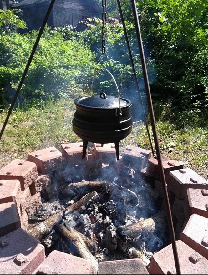 Cuisiland 14QT Cast Iron Potjie Cauldron Pot with Lid & 3 Legs – Pre-Seasoned South African-Style Campfire Pot for Outdoor Cooking, Soups, Stews & Braising – Heavy-Duty Cast Iron Dutch Oven